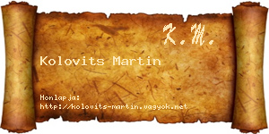 Kolovits Martin névjegykártya